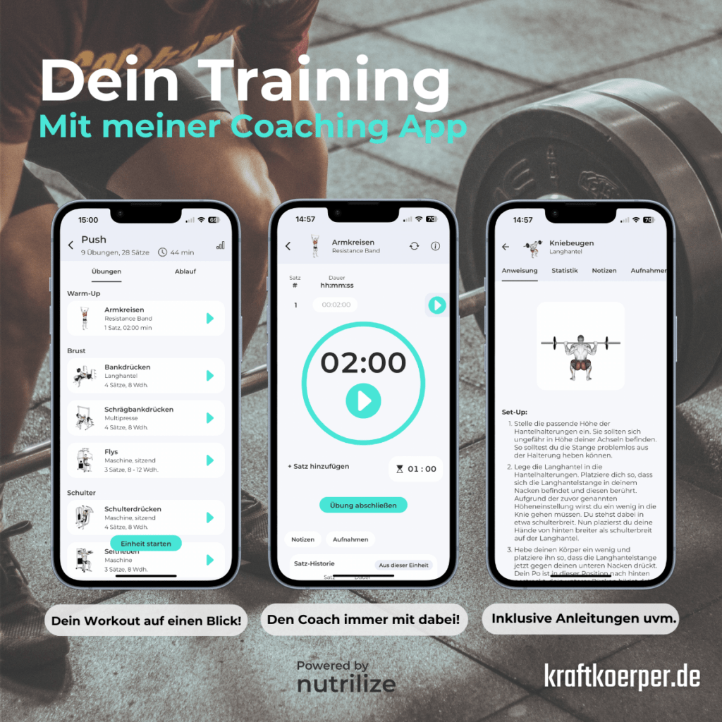 Fitnessziele, Coaching App, nutrilize, Training