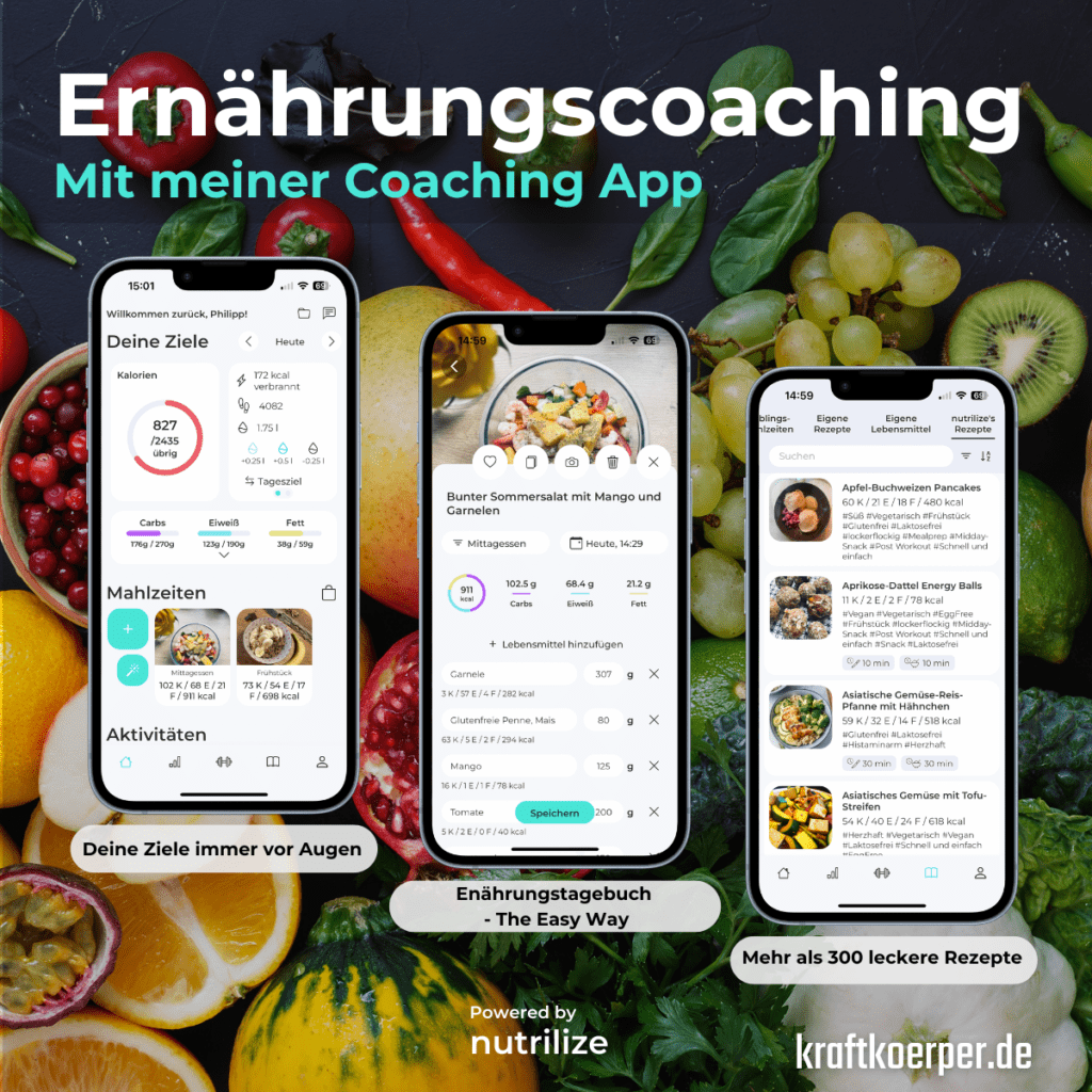 Fitnessziele, Coaching App, nutrilize, Ernährung